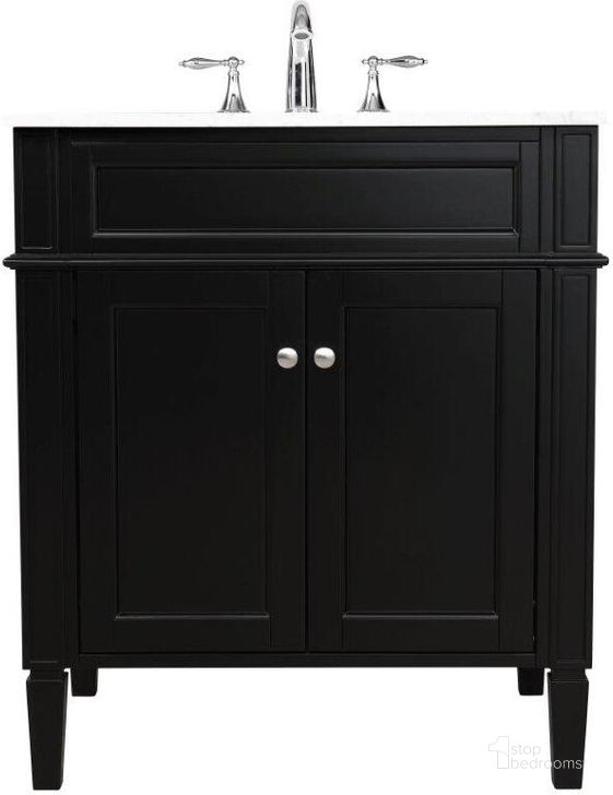 The appearance of Park Avenue 30 Inch Single Bathroom Vanity In Black designed by Elegant Lighting in the traditional interior design. This black piece of furniture  was selected by 1StopBedrooms from Park Avenue Collection to add a touch of cosiness and style into your home. Sku: VF12530BK. Material: Wood. Product Type: Bathroom Vanity. Image1