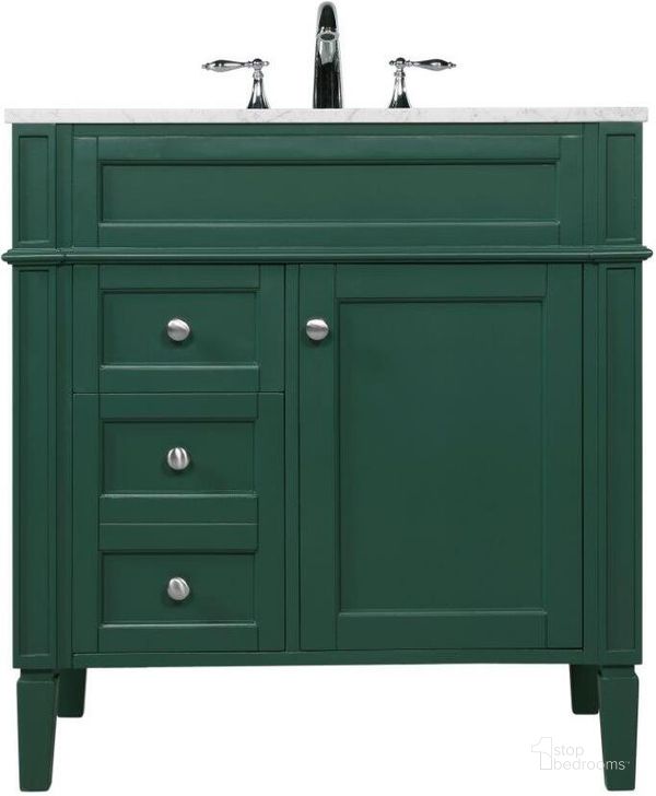 The appearance of Park Avenue 32 Inch Single Bathroom Vanity In Green designed by Elegant Lighting in the modern / contemporary interior design. This green piece of furniture  was selected by 1StopBedrooms from Park Avenue Collection to add a touch of cosiness and style into your home. Sku: VF12532GN. Material: Wood. Product Type: Bathroom Vanity. Image1