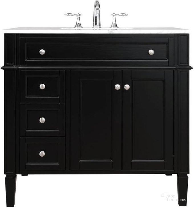 The appearance of Park Avenue 36 Inch Single Bathroom Vanity In Black designed by Elegant Lighting in the traditional interior design. This black piece of furniture  was selected by 1StopBedrooms from Park Avenue Collection to add a touch of cosiness and style into your home. Sku: VF12536BK. Material: Wood. Product Type: Bathroom Vanity. Image1