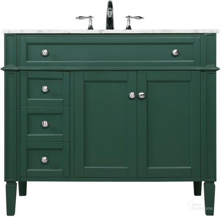 The appearance of Park Avenue 40 Inch Single Bathroom Vanity In Green designed by Elegant Lighting in the modern / contemporary interior design. This green piece of furniture  was selected by 1StopBedrooms from Park Avenue Collection to add a touch of cosiness and style into your home. Sku: VF12540GN. Material: Wood. Product Type: Bathroom Vanity. Image1