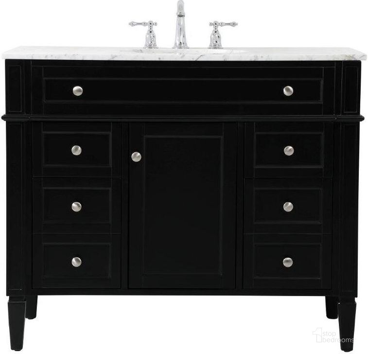 The appearance of Park Avenue 42 Inch Single Bathroom Vanity In Black designed by Elegant Lighting in the modern / contemporary interior design. This black piece of furniture  was selected by 1StopBedrooms from Park Avenue Collection to add a touch of cosiness and style into your home. Sku: VF12542BK. Material: Wood. Product Type: Bathroom Vanity. Image1
