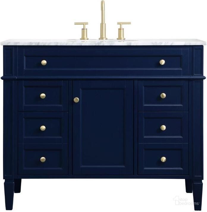 The appearance of Park Avenue 42 Inch Single Bathroom Vanity In Blue designed by Elegant Lighting in the modern / contemporary interior design. This blue piece of furniture  was selected by 1StopBedrooms from Park Avenue Collection to add a touch of cosiness and style into your home. Sku: VF12542BL. Material: Wood. Product Type: Bathroom Vanity. Image1