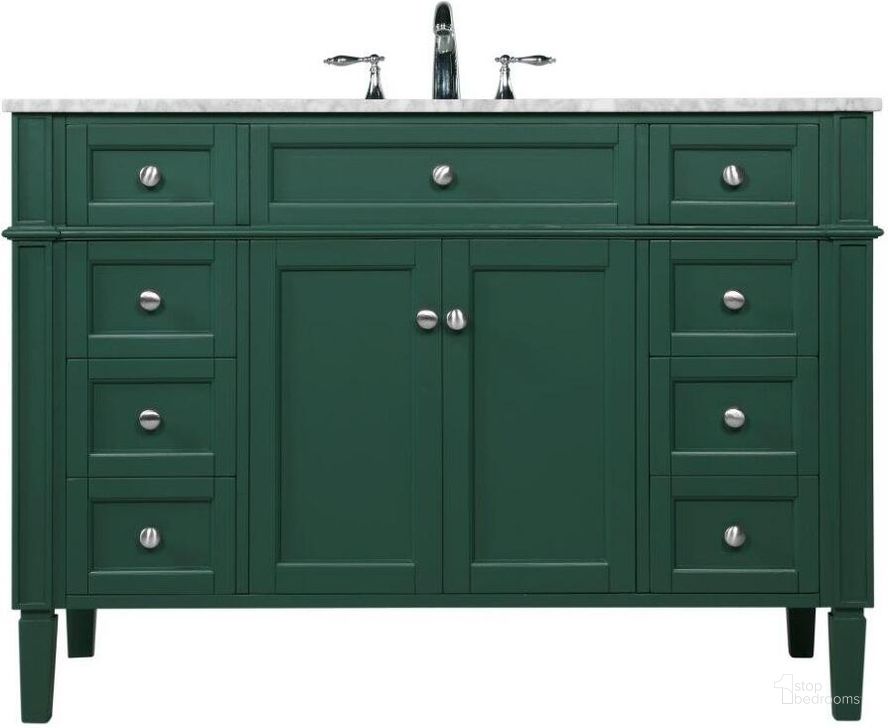 The appearance of Park Avenue 48 Inch Single Bathroom Vanity In Green designed by Elegant Lighting in the modern / contemporary interior design. This green piece of furniture  was selected by 1StopBedrooms from Park Avenue Collection to add a touch of cosiness and style into your home. Sku: VF12548GN. Material: Wood. Product Type: Bathroom Vanity. Image1