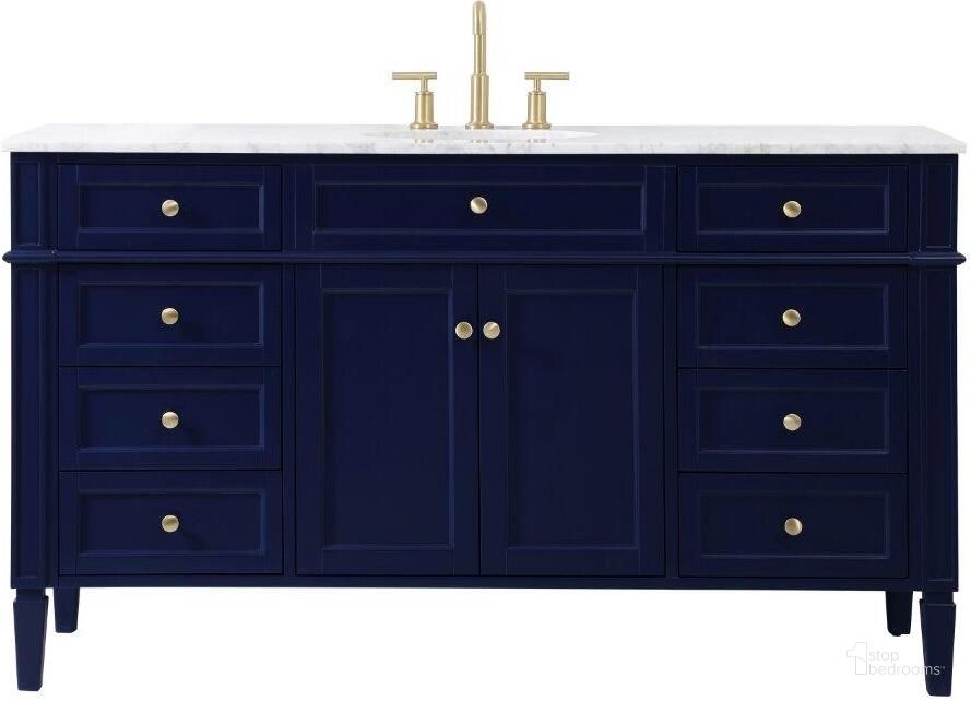 The appearance of Park Avenue 60 Inch Single Bathroom Vanity In Blue designed by Elegant Lighting in the modern / contemporary interior design. This blue piece of furniture  was selected by 1StopBedrooms from Park Avenue Collection to add a touch of cosiness and style into your home. Sku: VF12560BL. Material: Wood. Product Type: Bathroom Vanity. Image1