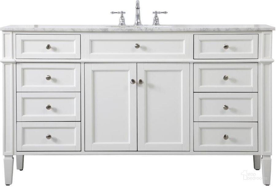 The appearance of Park Avenue 60 Inch Single Bathroom Vanity In White designed by Elegant Lighting in the modern / contemporary interior design. This white piece of furniture  was selected by 1StopBedrooms from Park Avenue Collection to add a touch of cosiness and style into your home. Sku: VF12560WH. Material: Wood. Product Type: Bathroom Vanity. Image1