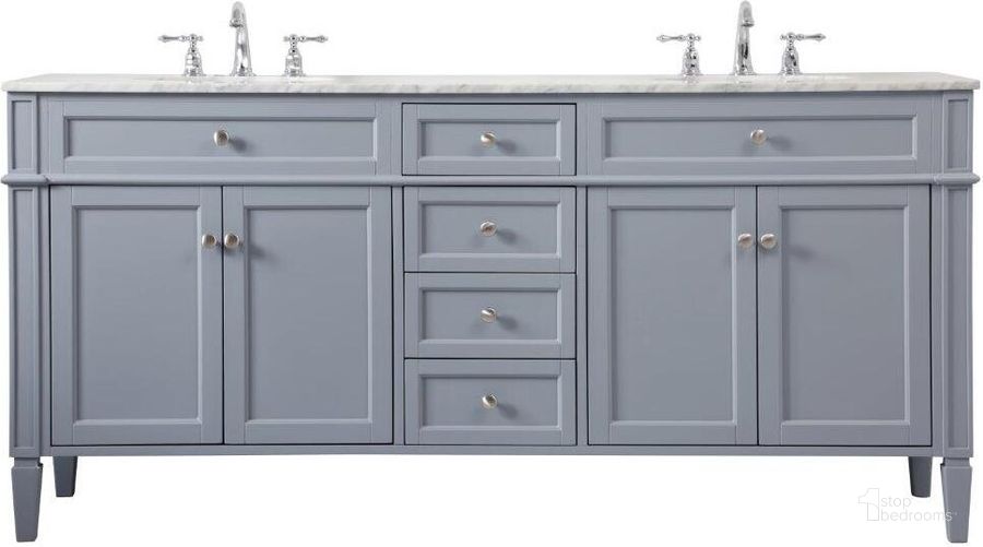 The appearance of Park Avenue 72 Inch Double Bathroom Vanity In Grey designed by Elegant Lighting in the modern / contemporary interior design. This grey piece of furniture  was selected by 1StopBedrooms from Park Avenue Collection to add a touch of cosiness and style into your home. Sku: VF12572DGR. Material: Wood. Product Type: Bathroom Vanity. Image1