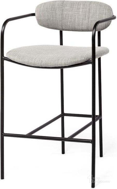 The appearance of Parker Gray Fabric Seat Black Metal Counter Stool designed by Mercana in the modern / contemporary interior design. This black and gray piece of furniture  was selected by 1StopBedrooms from Parker Collection to add a touch of cosiness and style into your home. Sku: 69359. Material: Metal. Product Type: Barstool. Image1