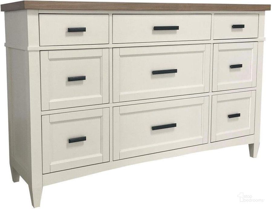 The appearance of Parker House Americana Modern Bedroom 9 Drawer Dresser designed by Parker House in the modern / contemporary interior design. This cotton piece of furniture  was selected by 1StopBedrooms from Americana Collection to add a touch of cosiness and style into your home. Sku: BAME#21689-COT. Product Type: Dresser. Material: Wood Veneer. Image1