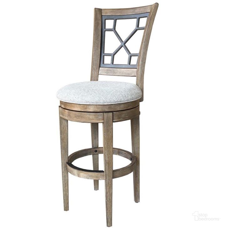 The appearance of Parker House Sundance Dining Sandstone Swivel Bar Stool Set Of 2 In Grid Back designed by Parker House in the transitional interior design. This sandstone piece of furniture  was selected by 1StopBedrooms from Sundance Collection to add a touch of cosiness and style into your home. Sku: DSUN#2230S-SS. Product Type: Barstool. Material: Rubberwood. Image1