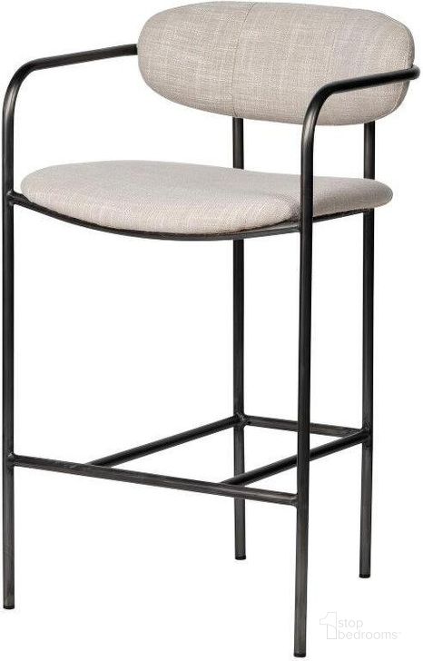 The appearance of Parker Ii Beige Fabric Seat Gun Metal Grey Metal Counter Stool designed by Mercana in the modern / contemporary interior design. This beige and gray piece of furniture  was selected by 1StopBedrooms from Parker Collection to add a touch of cosiness and style into your home. Sku: 68561. Material: Metal. Product Type: Barstool. Image1