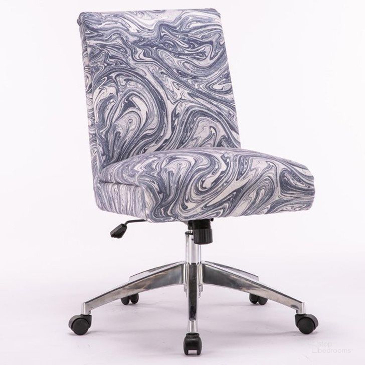 The appearance of Parker Living Marble Blue Fabric Desk Chair designed by Parker House in the modern / contemporary interior design. This blue piece of furniture  was selected by 1StopBedrooms from Marble Collection to add a touch of cosiness and style into your home. Sku: DC#506-MRB. Material: Polyester. Product Type: Desk Chair. Image1
