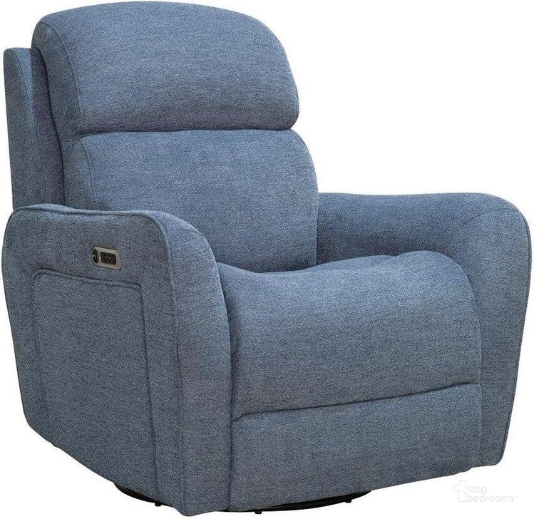 The appearance of Parker Living Quest Upgrade Midnight Blue Swivel Glider Cordless Recliner Powered By Freemotion designed by Parker House in the modern / contemporary interior design. This blue piece of furniture  was selected by 1StopBedrooms from Quest Collection to add a touch of cosiness and style into your home. Sku: MQUE#812GSPH-P25-UPMB. Material: Polyester. Product Type: Recliner. Image1