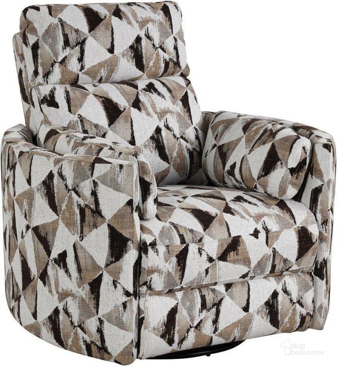 The appearance of Parker Living Radius Optics Brownstone Power Swivel Glider Recliner designed by Parker House in the modern / contemporary interior design. This brown piece of furniture  was selected by 1StopBedrooms from Radius Collection to add a touch of cosiness and style into your home. Sku: MRAD#812GSP-OBR. Material: Polyester. Product Type: Recliner. Image1