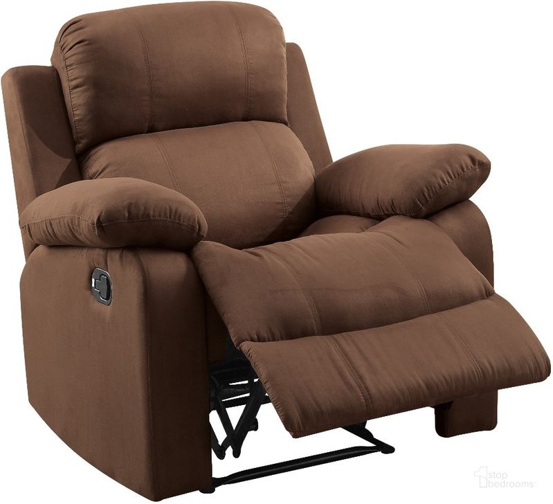 The appearance of Parklon Chocolate Recliner designed by ACME in the modern / contemporary interior design. This chocolate piece of furniture  was selected by 1StopBedrooms from Parklon Collection to add a touch of cosiness and style into your home. Sku: 59478. Material: Microfiber. Product Type: Recliner. Image1