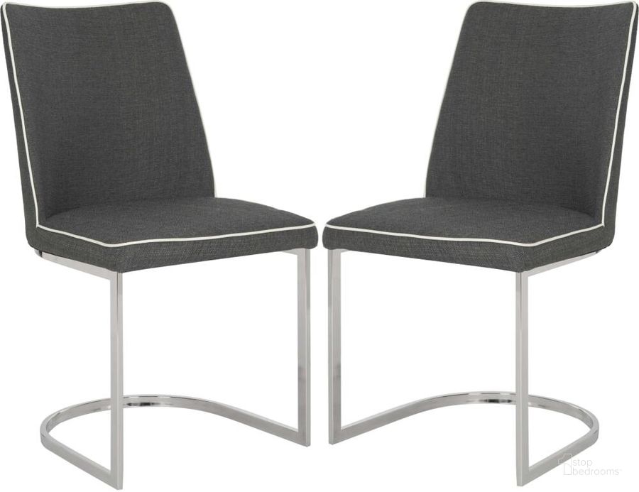 The appearance of Parkston Dark Grey, White and Chrome 18 Inch Linen Side Chair Set of 2 designed by Safavieh in the traditional interior design. This grey/white piece of furniture  was selected by 1StopBedrooms from Parkston Collection to add a touch of cosiness and style into your home. Sku: FOX2013J-SET2. Product Type: Dining Chair. Material: Stainless Steel. Image1