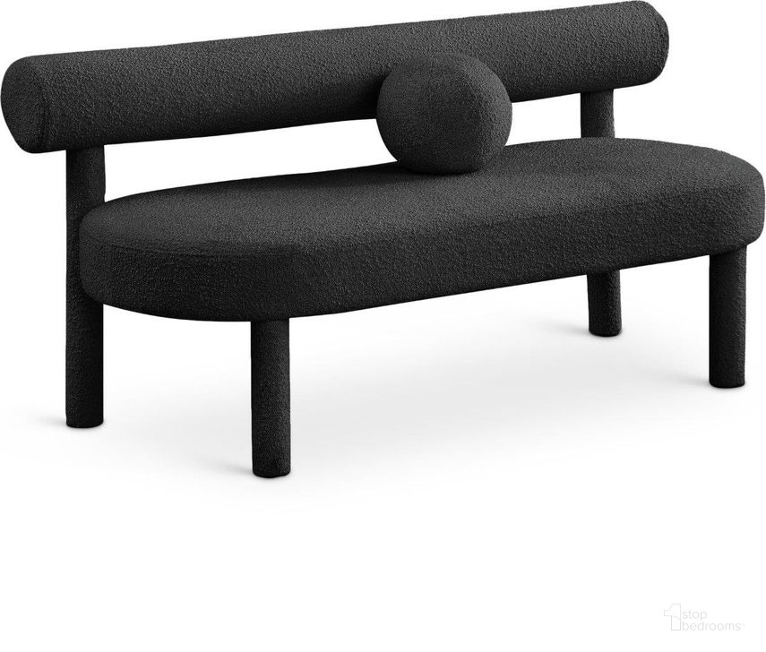 The appearance of Parlor Black Boucle Fabric Bench designed by Meridian in the modern / contemporary interior design. This black piece of furniture  was selected by 1StopBedrooms from Parlor Collection to add a touch of cosiness and style into your home. Sku: 474Black. Material: Wood. Product Type: Bench. Image1