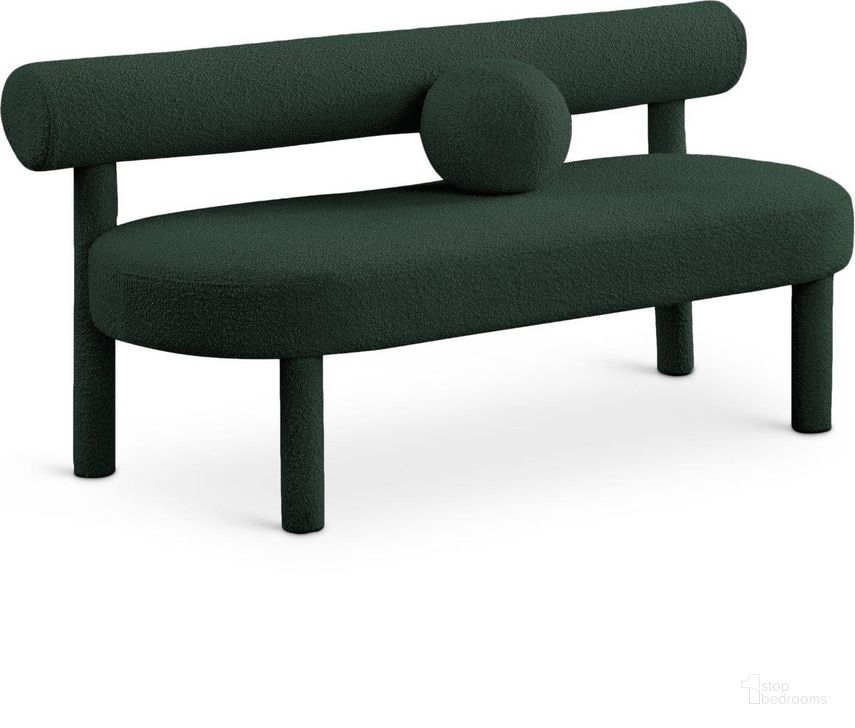 The appearance of Parlor Green Boucle Fabric Bench designed by Meridian in the modern / contemporary interior design. This green piece of furniture  was selected by 1StopBedrooms from Parlor Collection to add a touch of cosiness and style into your home. Sku: 474Green. Material: Wood. Product Type: Bench. Image1