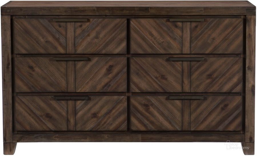 The appearance of Parnell Rustic Cherry Dresser designed by Homelegance in the transitional interior design. This brown piece of furniture  was selected by 1StopBedrooms from Parnell Collection to add a touch of cosiness and style into your home. Sku: 1648-5. Material: Wood. Product Type: Dresser. Image1