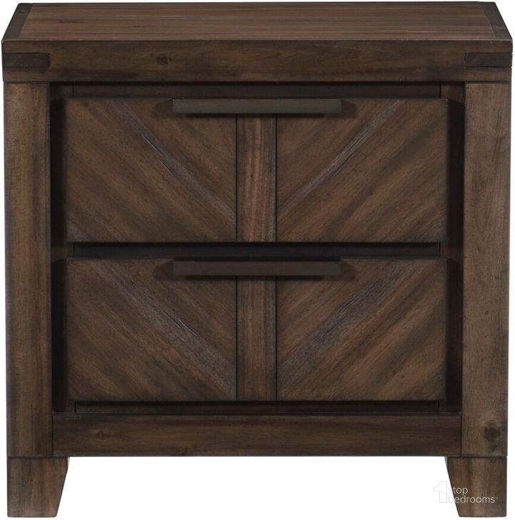 The appearance of Parnell Rustic Cherry Nightstand designed by Homelegance in the transitional interior design. This brown piece of furniture  was selected by 1StopBedrooms from Parnell Collection to add a touch of cosiness and style into your home. Sku: 1648-4. Material: Wood. Product Type: Nightstand. Image1