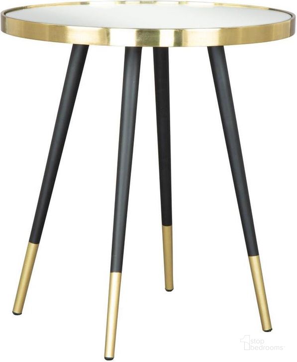 The appearance of Particle Side Table Black and Gold designed by Zuo Modern in the modern / contemporary interior design. This black and gold piece of furniture  was selected by 1StopBedrooms from Particle Collection to add a touch of cosiness and style into your home. Sku: 109272. Product Type: Side Table. Material: Iron. Image1