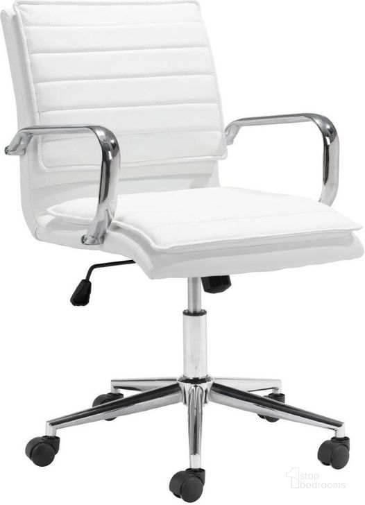 The appearance of Partner Office Chair White designed by Zuo Modern in the modern / contemporary interior design. This white and chrome piece of furniture  was selected by 1StopBedrooms from Partner Collection to add a touch of cosiness and style into your home. Sku: 109006. Product Type: Office Chair. Material: Plywood. Image1