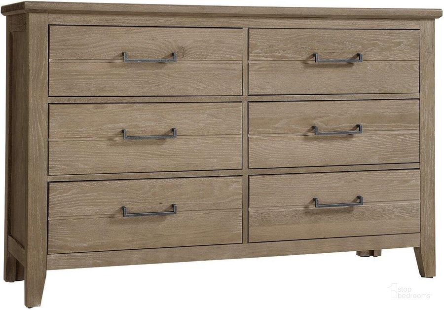 The appearance of Passageways 6 Drawer Dresser In Deep Sand designed by Artisan & Post in the transitional interior design. This sand piece of furniture  was selected by 1StopBedrooms from Passageways Collection to add a touch of cosiness and style into your home. Sku: 141-003. Material: Wood. Product Type: Dresser. Image1