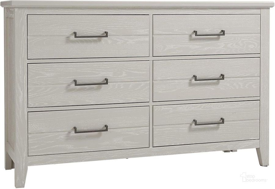 The appearance of Passageways 6 Drawer Dresser In Oyster Grey designed by Artisan & Post in the transitional interior design. This grey piece of furniture  was selected by 1StopBedrooms from Passageways Collection to add a touch of cosiness and style into your home. Sku: 144-003. Material: Wood. Product Type: Dresser. Image1