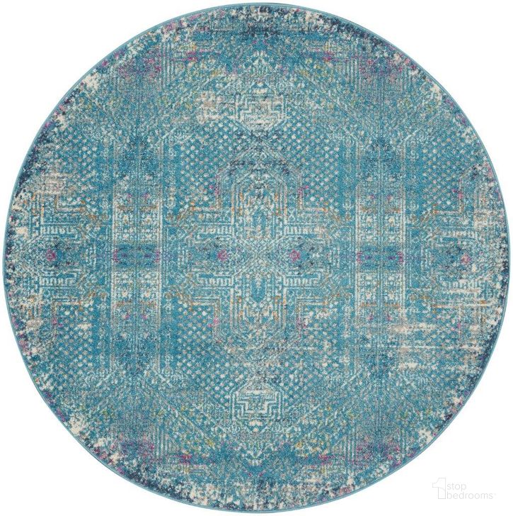 The appearance of Passion Blue 5 Round Area Rug designed by Nourison in the transitional interior design. This blue piece of furniture  was selected by 1StopBedrooms from Passion Collection to add a touch of cosiness and style into your home. Sku: 99446781741. Material: Polypropylene. Product Type: Area Rugs. Image1