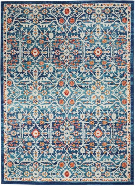 The appearance of Passion Blue And Multicolor 5 X 7 Area Rug designed by Nourison in the transitional interior design. This blue and multicolor piece of furniture  was selected by 1StopBedrooms from Passion Collection to add a touch of cosiness and style into your home. Sku: 99446766175. Material: Polypropylene. Product Type: Area Rugs. Image1