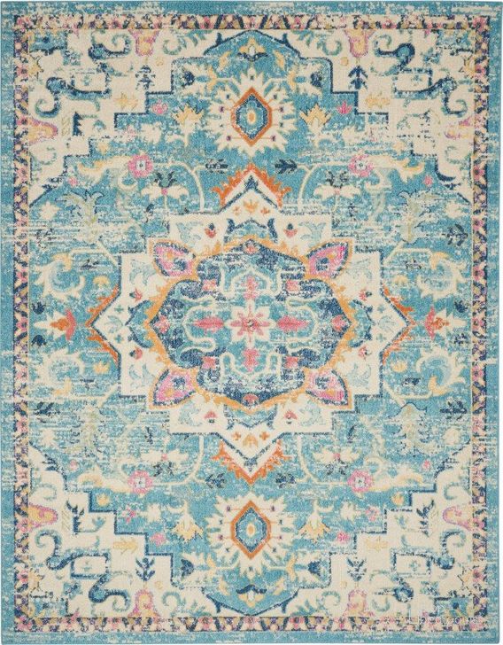 The appearance of Passion Ivory And Light Blue 8 X 10 Area Rug designed by Nourison in the transitional interior design. This ivory and light blue piece of furniture  was selected by 1StopBedrooms from Passion Collection to add a touch of cosiness and style into your home. Sku: 99446748027. Material: Polypropylene. Product Type: Area Rugs. Image1