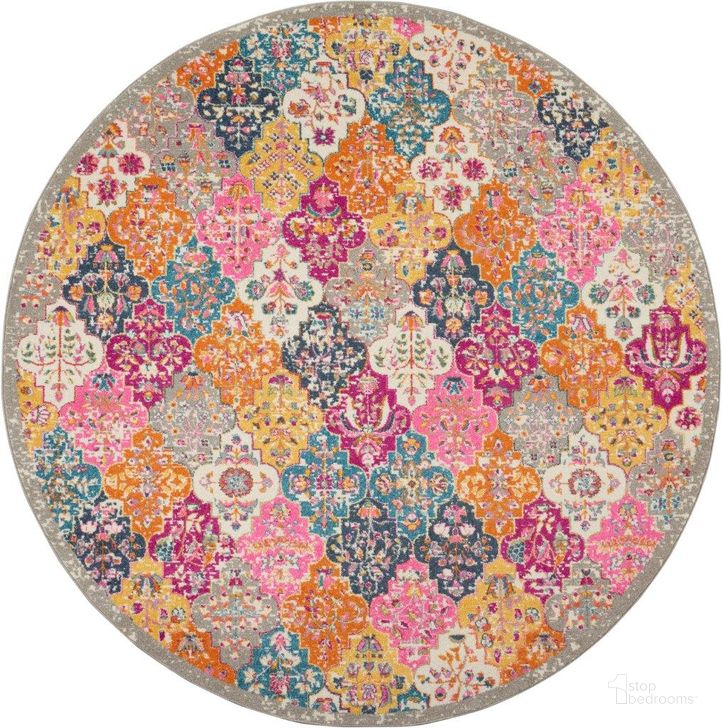 The appearance of Passion Multicolor 8 Round Area Rug designed by Nourison in the coastal interior design. This multicolor piece of furniture  was selected by 1StopBedrooms from Passion Collection to add a touch of cosiness and style into your home. Sku: 99446717474. Material: Polypropylene. Product Type: Area Rugs. Image1