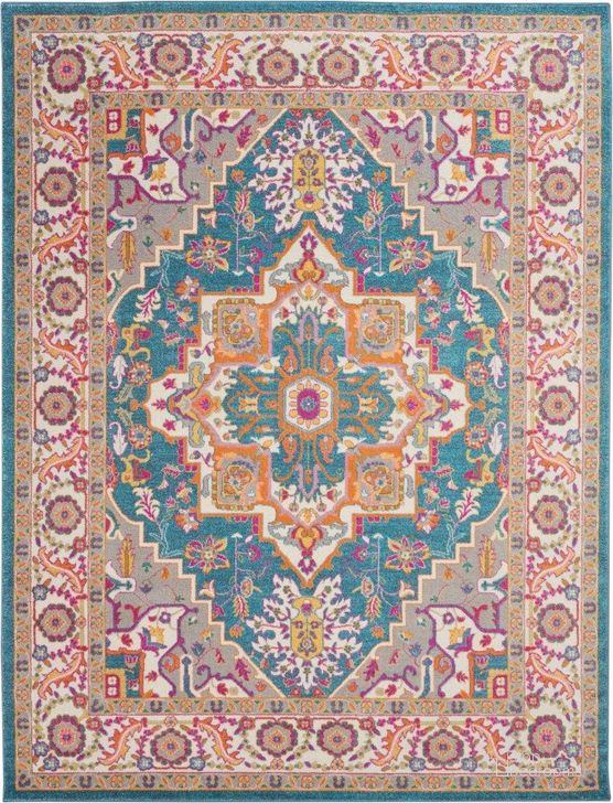 The appearance of Passion Teal Multicolor 7 X 10 Area Rug designed by Nourison in the traditional interior design. This teal and multicolor piece of furniture  was selected by 1StopBedrooms from Passion Collection to add a touch of cosiness and style into your home. Sku: 99446486608. Material: Polypropylene. Product Type: Area Rugs. Image1