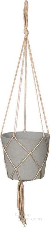 The appearance of Patio Craft Medium Hanging Pot With Netting In Cement Grey designed by LH Imports in the modern / contemporary interior design. This grey piece of furniture  was selected by 1StopBedrooms from Patio Collection to add a touch of cosiness and style into your home. Sku: PAT024-S. Product Type: Planter. Material: Cement. Image1