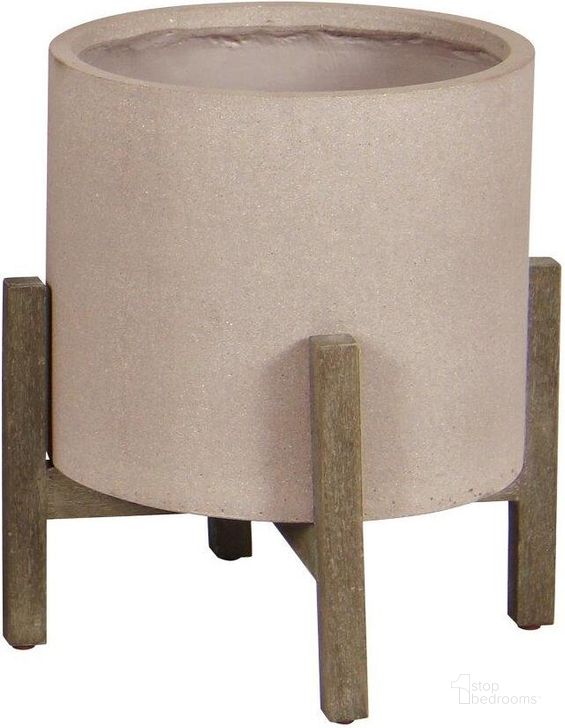 The appearance of Patio Round Standing Pot Small In Brown Stone designed by LH Imports in the modern / contemporary interior design. This brownstone piece of furniture  was selected by 1StopBedrooms from Patio Collection to add a touch of cosiness and style into your home. Sku: PAT015-BR. Material: Stone. Product Type: Planter. Image1