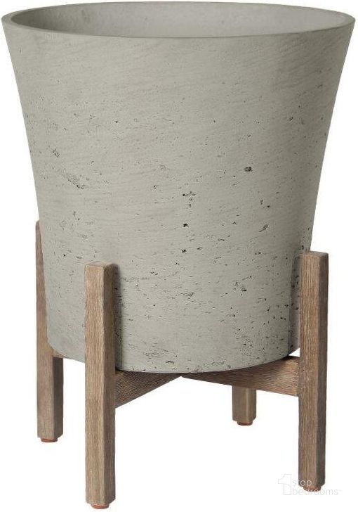 The appearance of Patio Tapered Large Standing Pot In Cement Grey designed by LH Imports in the modern / contemporary interior design. This grey piece of furniture  was selected by 1StopBedrooms from Patio Collection to add a touch of cosiness and style into your home. Sku: PAT026-L. Product Type: Planter. Material: Cement. Image1