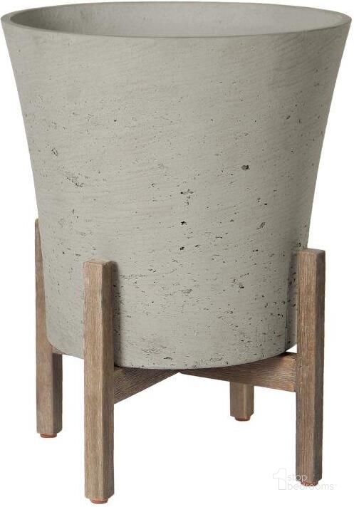 The appearance of Patio Tapered Medium Standing Pot In Cement Grey designed by LH Imports in the modern / contemporary interior design. This grey piece of furniture  was selected by 1StopBedrooms from Patio Collection to add a touch of cosiness and style into your home. Sku: PAT026-M. Product Type: Planter. Material: Cement. Image1