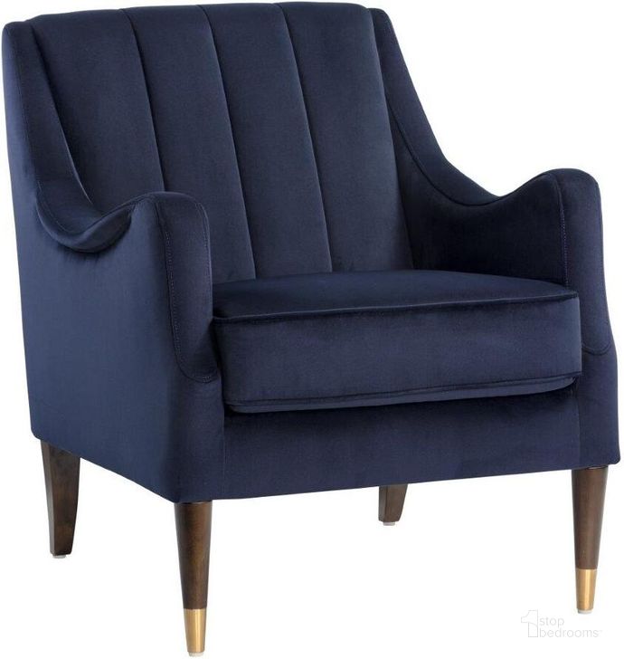 The appearance of Patrice Abbington Navy Arm Chair designed by Sunpan in the transitional interior design. This blue piece of furniture  was selected by 1StopBedrooms from Patrice Collection to add a touch of cosiness and style into your home. Sku: 105462. Material: Fabric. Product Type: Accent Chair. Image1