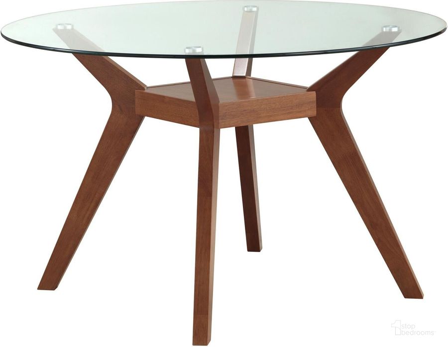 The appearance of Paxton 48 Inch Round Glass Top Dining Table In Clear and Nutmeg designed by Coaster in the modern / contemporary interior design. This clear/nutmeg piece of furniture  was selected by 1StopBedrooms from Paxton Collection to add a touch of cosiness and style into your home. Sku: 122180;CB48RD-6. Material: Wood. Product Type: Dining Table. Image1