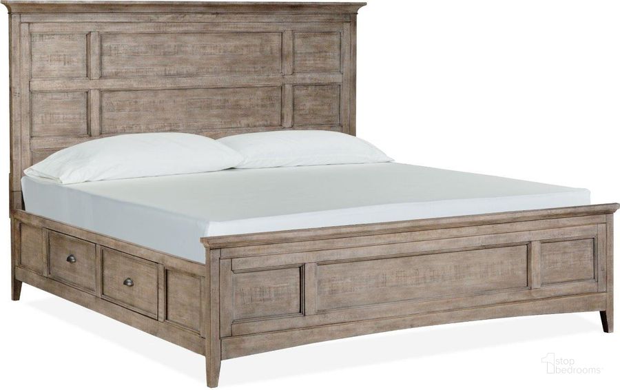 The appearance of Paxton Place Dovetail Grey Queen Panel Storage Bed designed by Magnussen in the rustic / southwestern interior design. This brown piece of furniture  was selected by 1StopBedrooms from Paxton Place Collection to add a touch of cosiness and style into your home. Sku: B4805-54B;B4805-54B;B4805-54F;B4805-54H. Bed Type: Storage Bed. Product Type: Storage Bed. Bed Size: Queen.