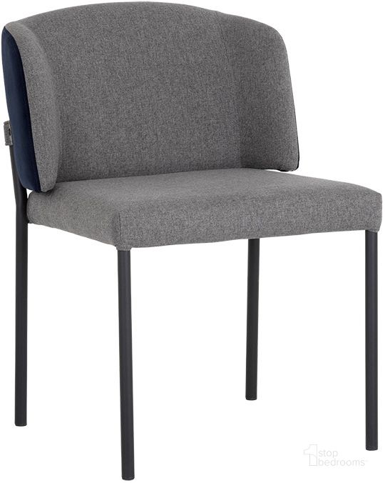 The appearance of Pearce Dining Chair Set Of 2 In Dark Grey And Abbington Navy designed by Sunpan in the modern / contemporary interior design. This dark grey piece of furniture  was selected by 1StopBedrooms from Pearce Collection to add a touch of cosiness and style into your home. Sku: 107967. Material: Fabric. Product Type: Dining Chair. Image1