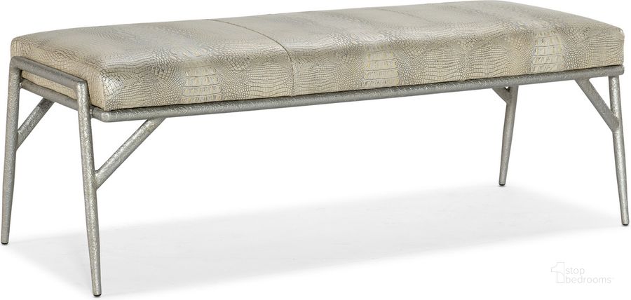 The appearance of Pearly Bench In Silver designed by Hooker in the transitional interior design. This silver piece of furniture  was selected by 1StopBedrooms from SS Collection to add a touch of cosiness and style into your home. Sku: SS326-00-090. Material: Leather. Product Type: Bench. Image1