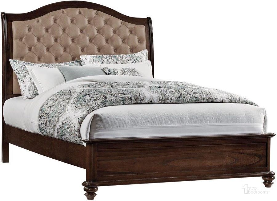 The appearance of Pearson Brown Queen Upholstered Bed designed by Progressive Furniture in the traditional interior design. This brown piece of furniture  was selected by 1StopBedrooms from Pearson Collection to add a touch of cosiness and style into your home. Sku: B122-34;B122-35;B122-78. Bed Type: Sleigh Bed. Product Type: Sleigh Bed. Bed Size: Queen. Material: Rubberwood.