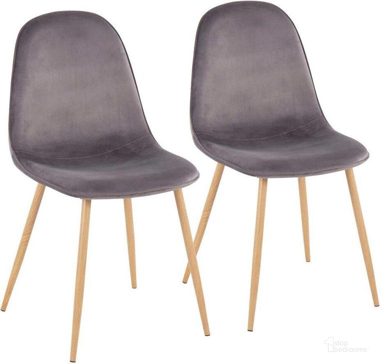 The appearance of Pebble Chair Set of 2 in Natural Wood Metal and Grey Velvet designed by Lumisource in the modern / contemporary interior design. This grey velvet piece of furniture  was selected by 1StopBedrooms from Pebble Collection to add a touch of cosiness and style into your home. Sku: CH-PEBBLE NAVGY2. Material: Metal. Product Type: Accent Chair. Image1
