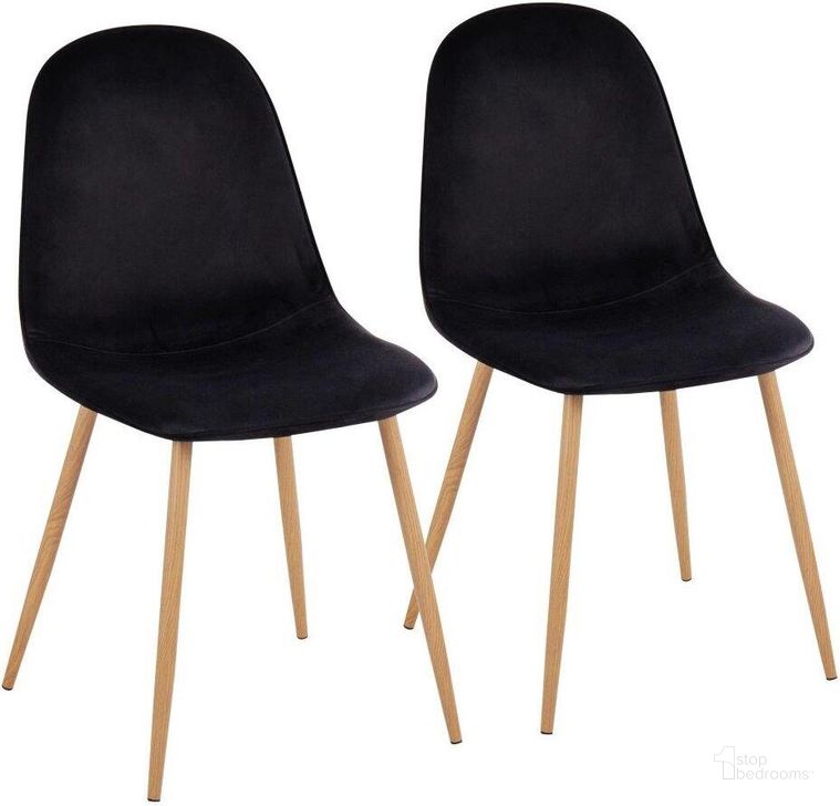 The appearance of Pebble Contemporary Chair In Natural Wood Metal And Black Velvet - Set Of 2 designed by Lumisource in the modern / contemporary interior design. This natural wood piece of furniture  was selected by 1StopBedrooms from Pebble Collection to add a touch of cosiness and style into your home. Sku: CH-PEBBLE NAVBK2. Product Type: Chair. Material: Velvet. Image1