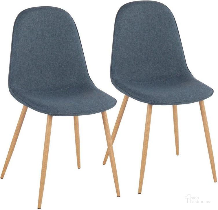 The appearance of Pebble Contemporary Chair In Natural Wood Metal And Blue Fabric - Set Of 2 designed by Lumisource in the modern / contemporary interior design. This natural wood piece of furniture  was selected by 1StopBedrooms from Pebble Collection to add a touch of cosiness and style into your home. Sku: CH-PEBBLE NABU2. Material: Polyester. Product Type: Chair. Image1