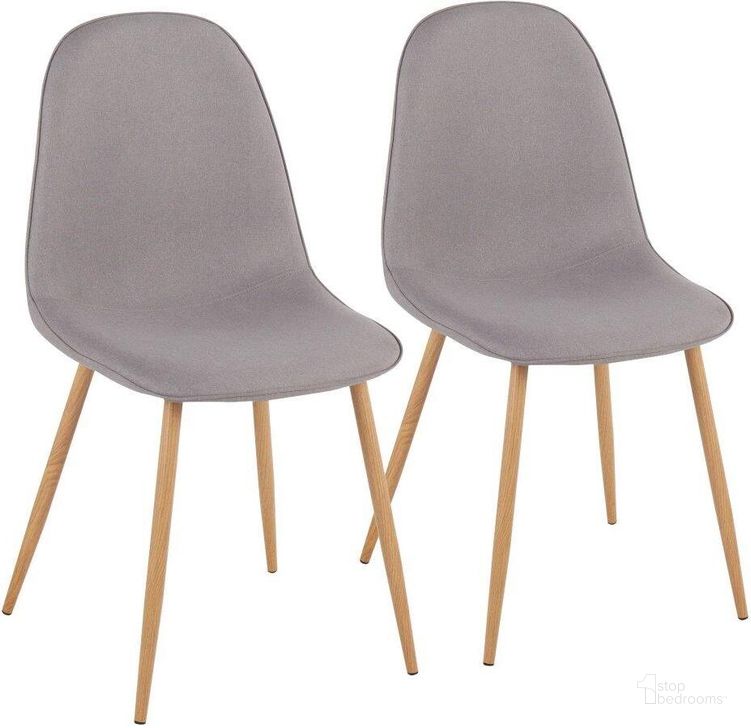 The appearance of Pebble Contemporary Chair In Natural Wood Metal And Light Grey Fabric - Set Of 2 designed by Lumisource in the modern / contemporary interior design. This natural wood piece of furniture  was selected by 1StopBedrooms from Pebble Collection to add a touch of cosiness and style into your home. Sku: CH-PEBBLE NALGY2. Material: Polyester. Product Type: Chair. Image1