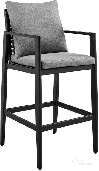The appearance of Pecanville Aluminium Barstool 0qb24490183 designed by Artisan Elegance in the modern / contemporary interior design. This dark gray piece of furniture  was selected by 1StopBedrooms from Pecanville Collection to add a touch of cosiness and style into your home. Sku: LCCCBABL26. Material: Aluminum. Product Type: Outdoor Bar Furniture. Image1