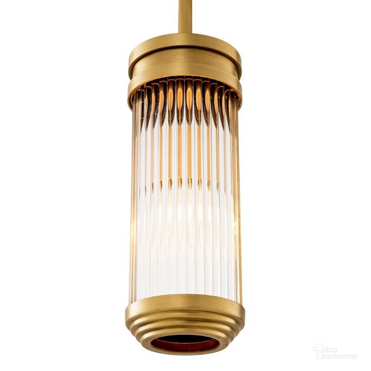 The appearance of Pendant Rousseau S Antique Brass Finish Ul designed by Eichholtz in the modern / contemporary interior design. This antique brass piece of furniture  was selected by 1StopBedrooms from Rousseau Collection to add a touch of cosiness and style into your home. Sku: 116588UL. Material: Glass. Product Type: Pendant Lighting. Image1
