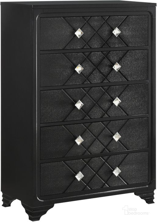 The appearance of Penelope Midnight Star Chest designed by Coaster in the modern / contemporary interior design. This black piece of furniture  was selected by 1StopBedrooms from Penelope Collection to add a touch of cosiness and style into your home. Sku: 223575. Product Type: Chest. Material: MDF. Image1