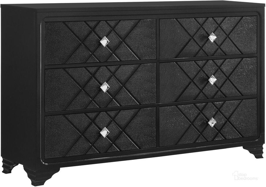 The appearance of Penelope Midnight Star Dresser designed by Coaster in the modern / contemporary interior design. This black piece of furniture  was selected by 1StopBedrooms from Penelope Collection to add a touch of cosiness and style into your home. Sku: 223573. Product Type: Dresser. Material: MDF. Image1